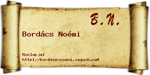 Bordács Noémi névjegykártya